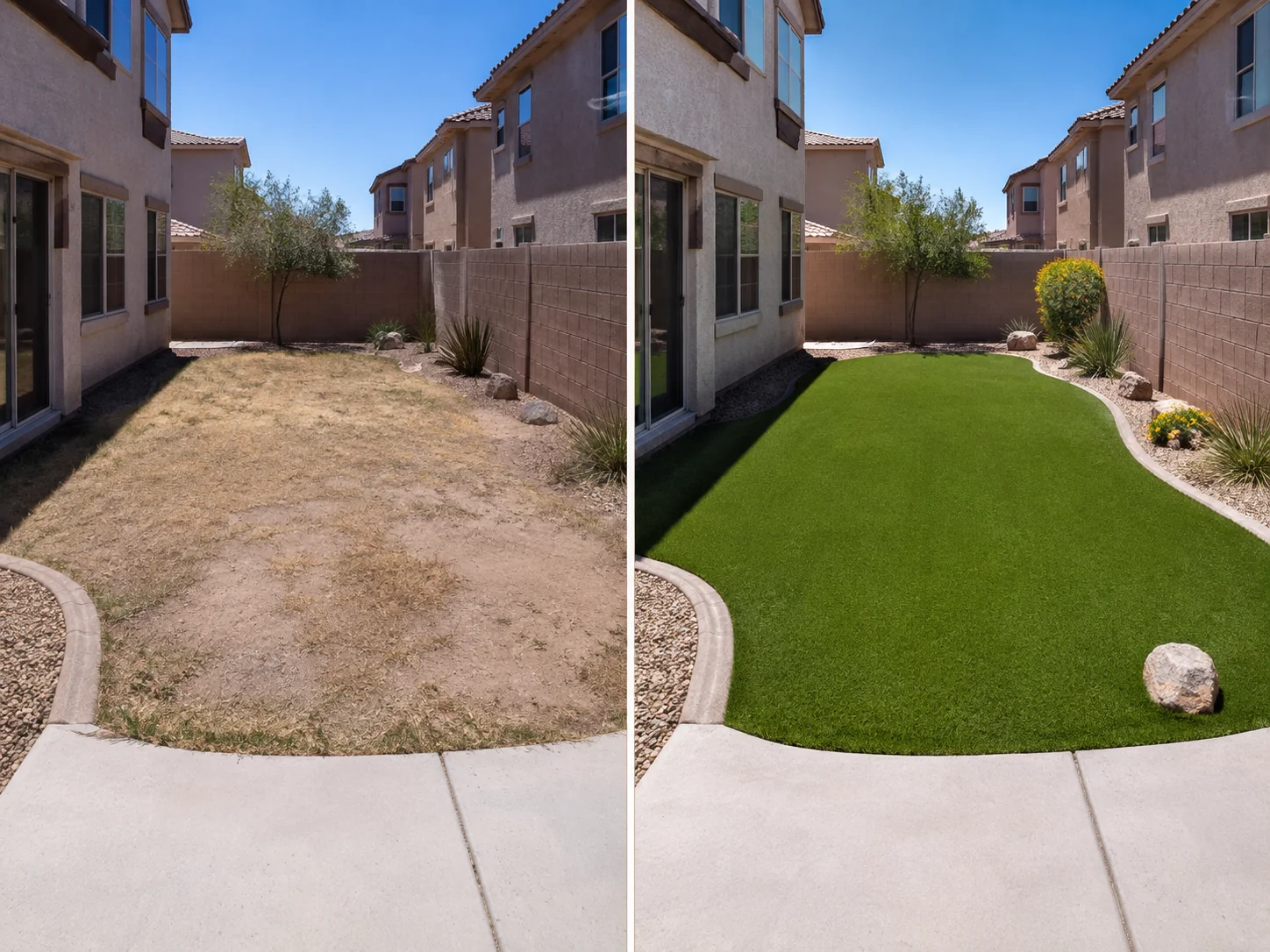 Before and after artificial turf conversion