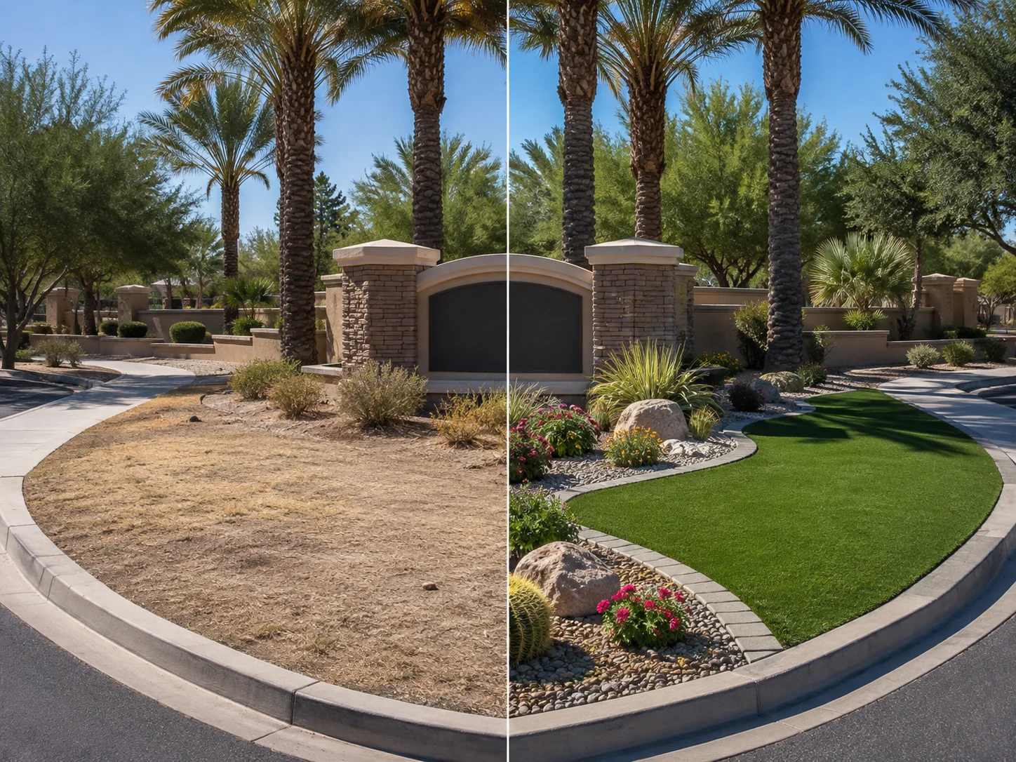 Before and after artificial turf conversion