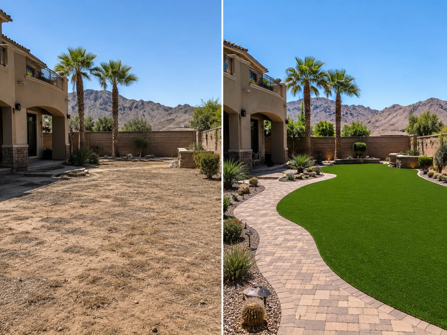 Before and after artificial turf conversion