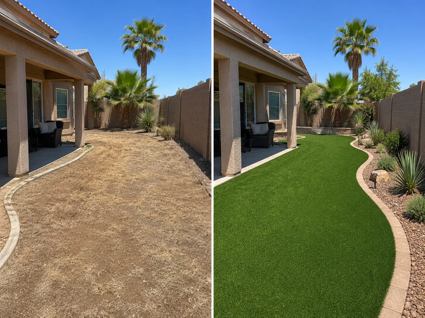 Before and after artificial turf conversion