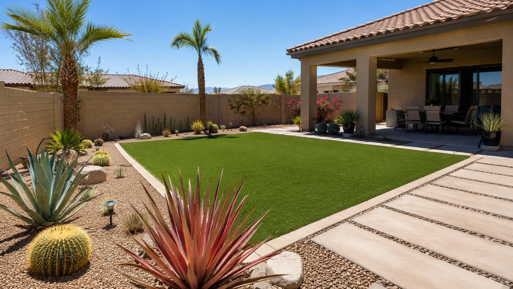 Turf vs grass vs desert landscaping