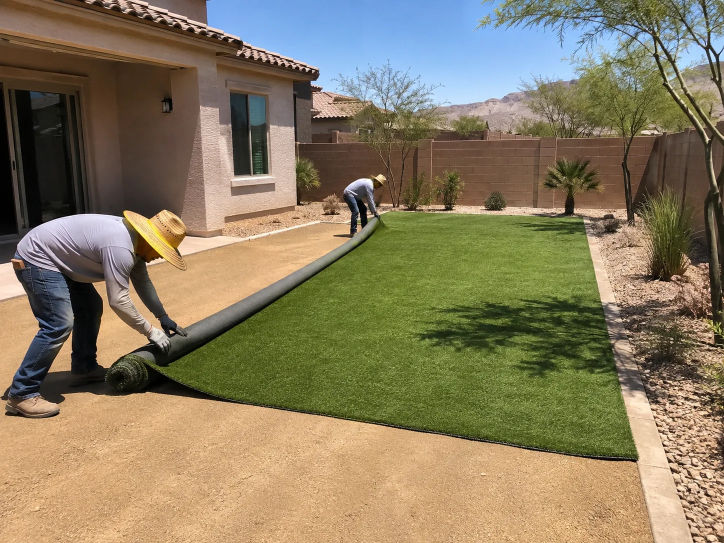 Artificial turf installation detail