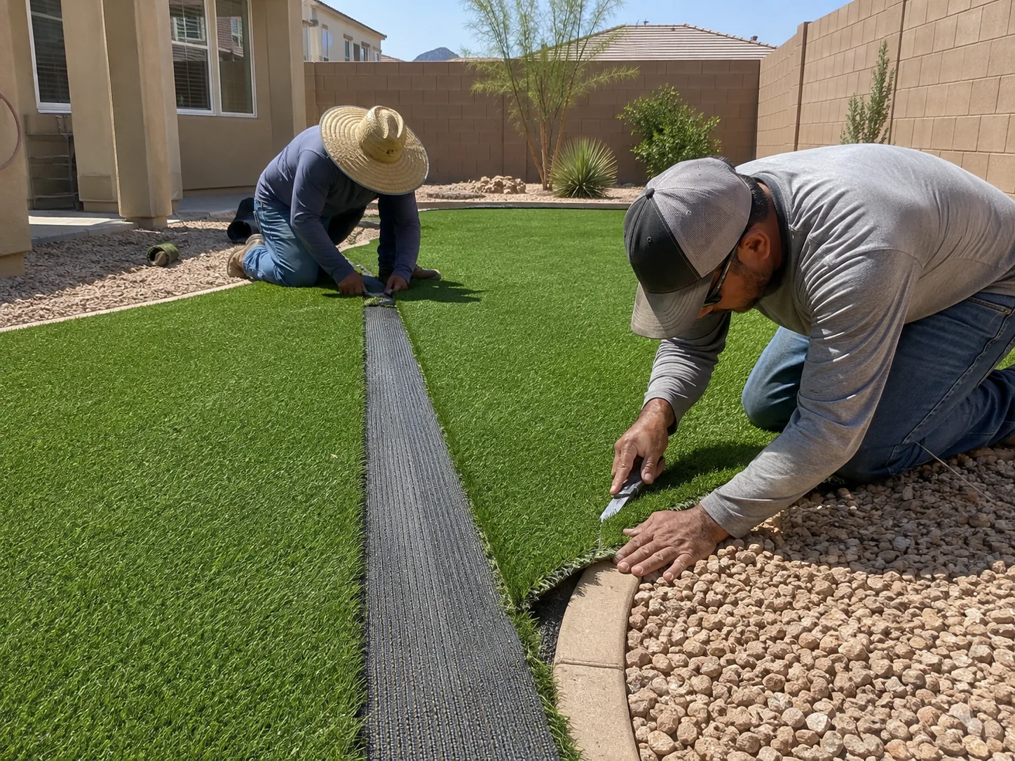 Artificial turf installation detail